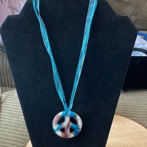 Colorful Peace Sign Pendant Necklace